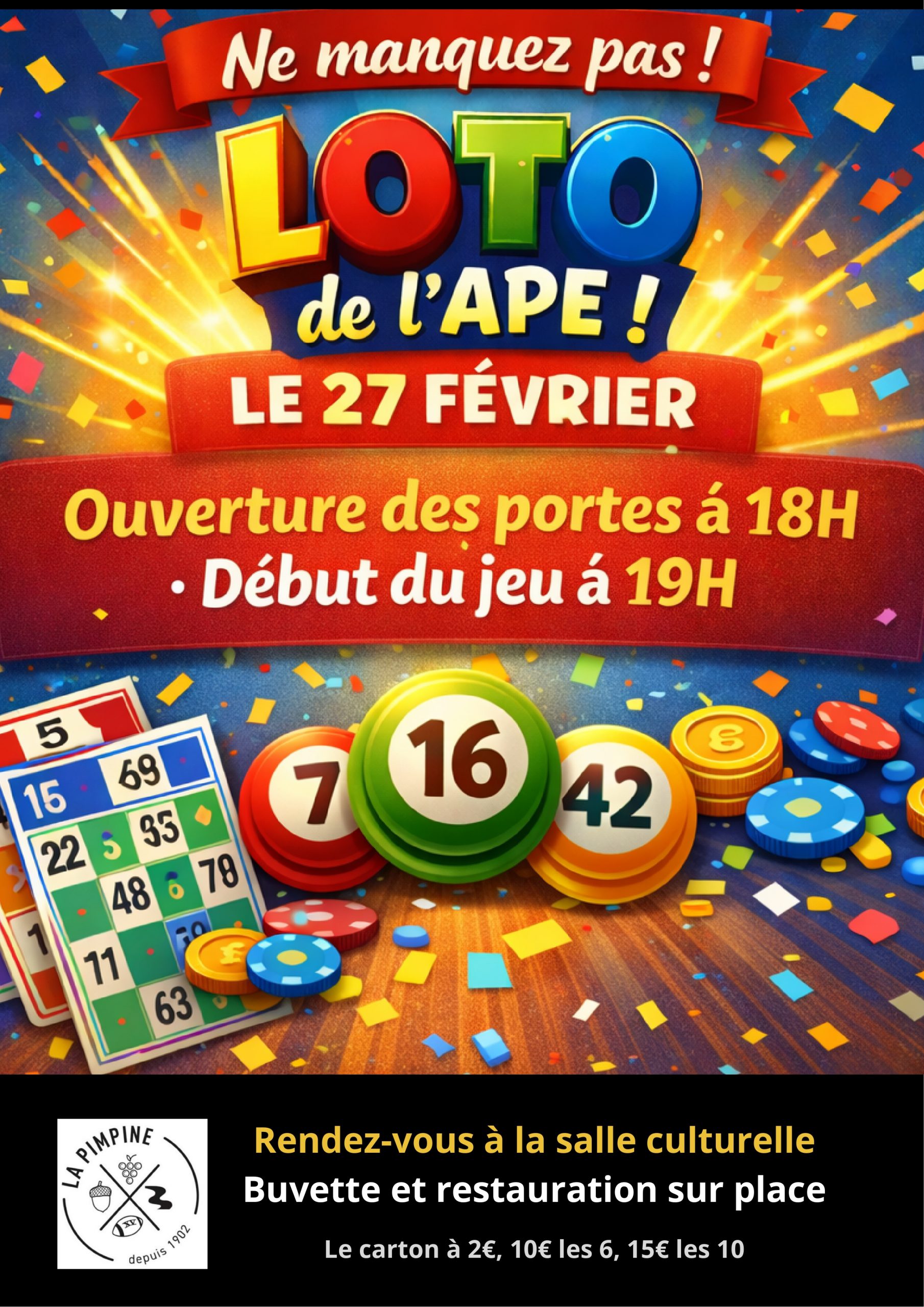 🎱 LOTO DE L’APE – CÉNAC 🎉
